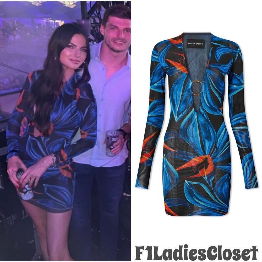 Louisa Ballou Nwt Helios Long Sleeve Mesh Mini Dress Blue, Red & Black Size Xs — image 5 of 8